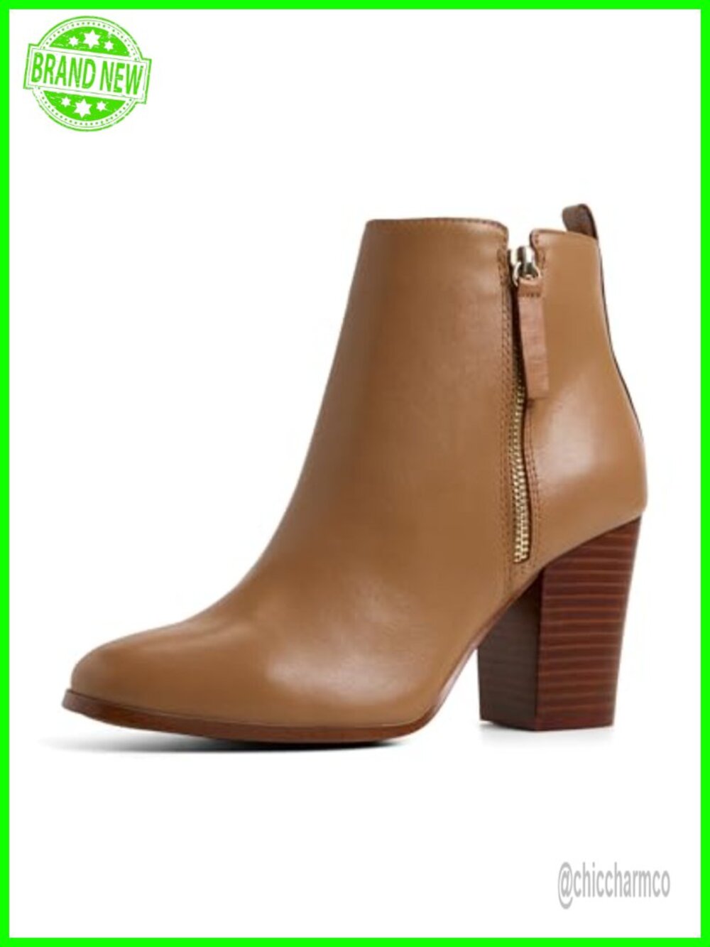 ALDO Noemieflex Leather Ankle Booties Block Heel Zip Closure